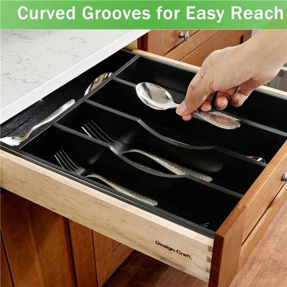 Bamboo Silverware Organizer Utensil Tray Drawer Cutlery Flatware Kitchen Storage - Picture 6 of 7